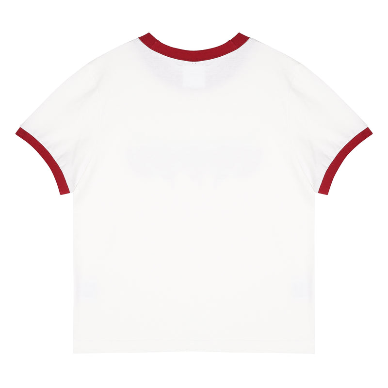 Happy two-tone crop T shirts [Red] (6535244284022)