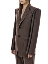 LEATHER LINE TAILORED JACKET (BROWN) (6654718804086)