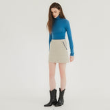 Bulgaria virgin wool A-line tweed skirt / Cream