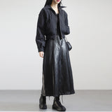 タイフーンレザープリーツロングスカート / Typhon Leather Pleated Long Skirt