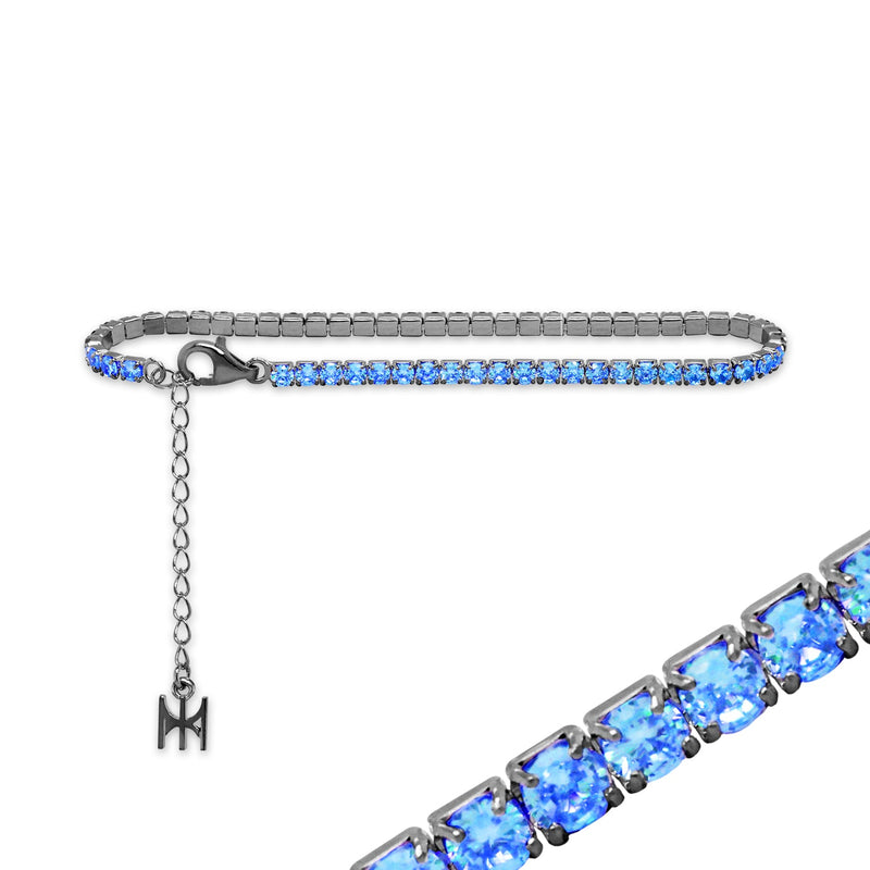 ミニテニスブレスレット / [S925] Blue Mini Tennis Bracelet (black silver)