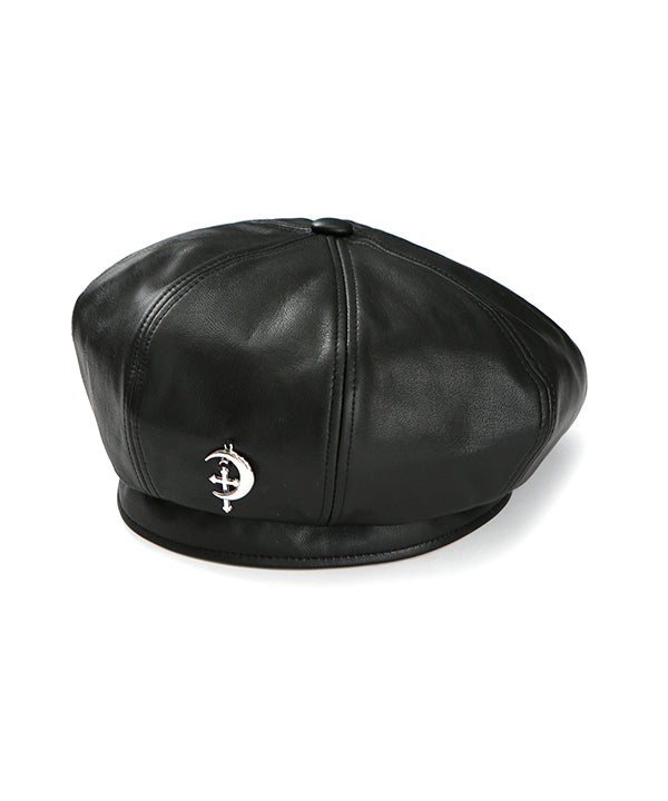フェイクレザーベレット/ fake leather beret (4435430244470)
