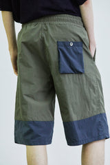 カラーブロックバンディングハーフナイロンパンツ / color block banding half nylon pants khaki