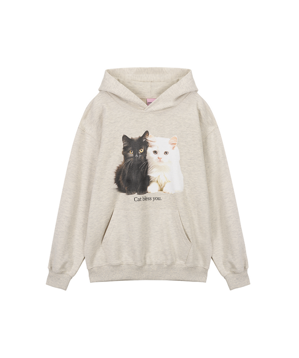 BABY CAT BLESS YOU HOODIE - OATMEAL