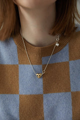 ラブピアスネックレス / love pierce white necklace - gold
