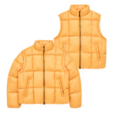 ADLV PRINT SQUARE QUILTING DUCK DOWN TWO WAY PARKA (ORANGE)