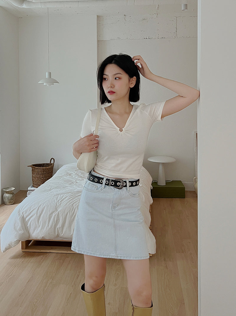 ホワイト デニム スカート / no.6176 White Denim Skirt