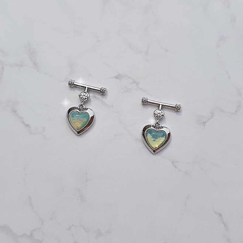 オパールハートピアス / Opal Mint Heart Piercing