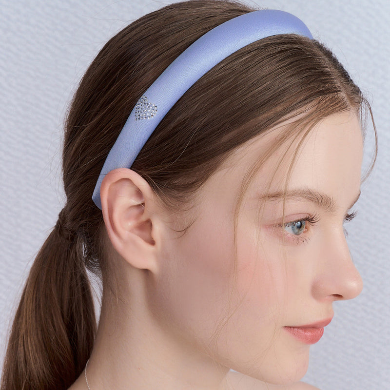 double heart cubic hairband_blue