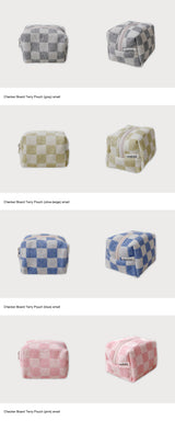チェッカーボードテリーポーチ/[unfold] Checker Board Terry Pouch - Small (4colors)