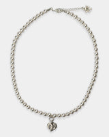ステッチハートパールネックレス/Stitch heart pearl necklace (925 silver)