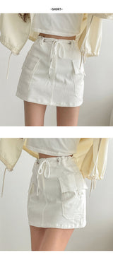 int spandex waist string cargo mini skirt