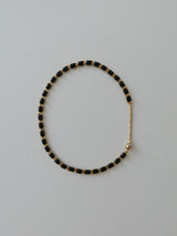 スクエアチェーンネックレス / Black square chain necklace - gold