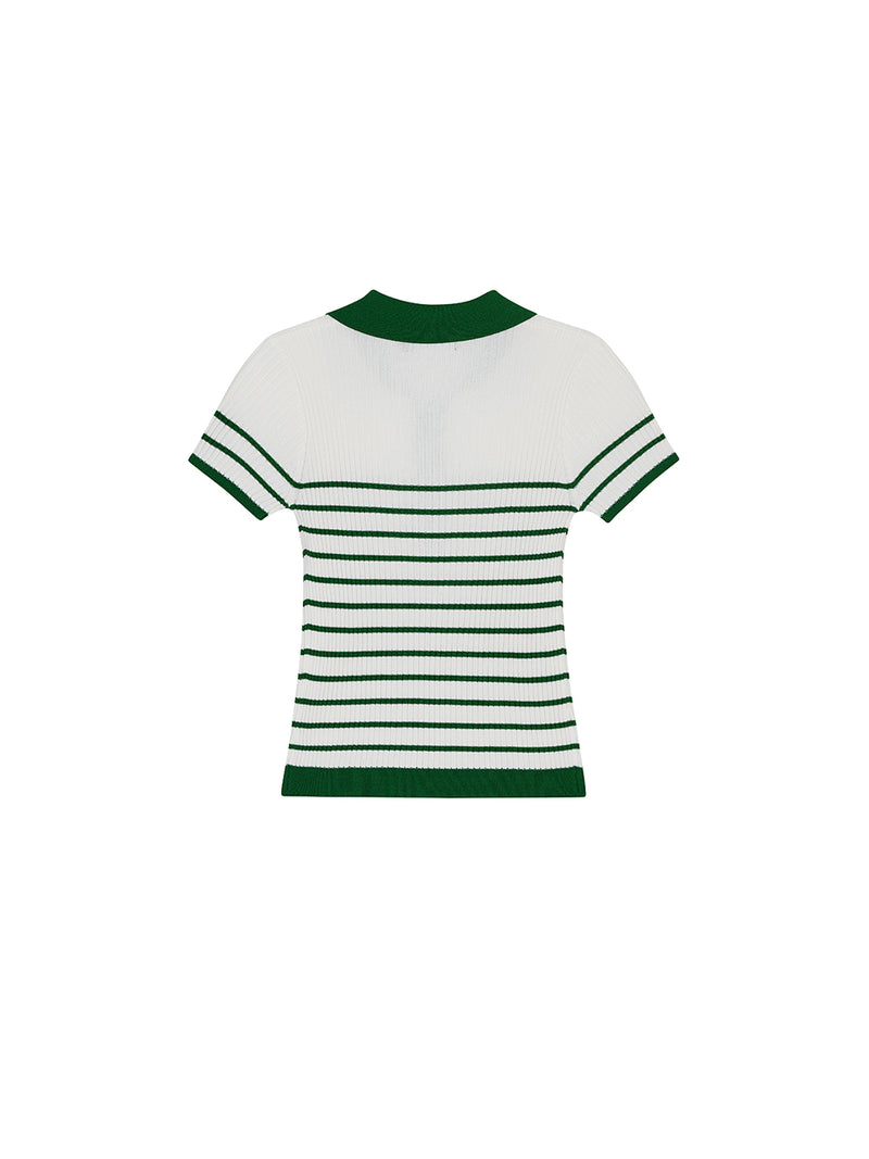 ストライプニットピケシャツ/STRIPED KNIT PIQUE SHIRT GREEN (6586892288118)