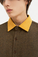 コントラスティングポイントコーデュロイシャツ/Contrasting point corduroy shirt S112 Mustard&Black