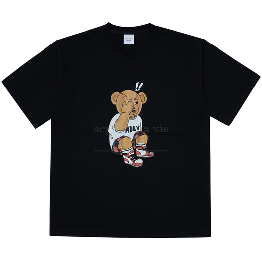 チェックパンツベア半袖Tシャツ/CHECK PANTS BEAR SHORT SLEEVE T-SHIRT BLACK