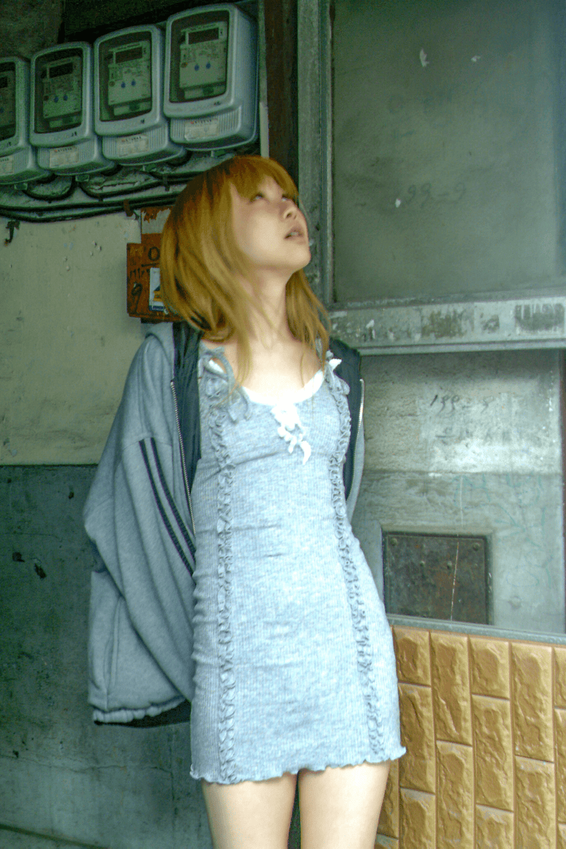 グレーラフルドレス / grey ruffle dress