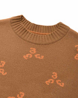 333 Pattern Knit Pullover/Brown (4622831059062)