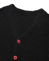Waffle-knit Cardigan/Black (4622827978870)