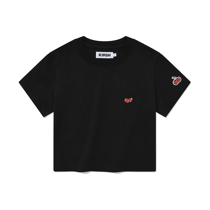 スモールチェリークロップ丈のTシャツ／SMALL CHERRY CROP T-SHIRT [BLACK]