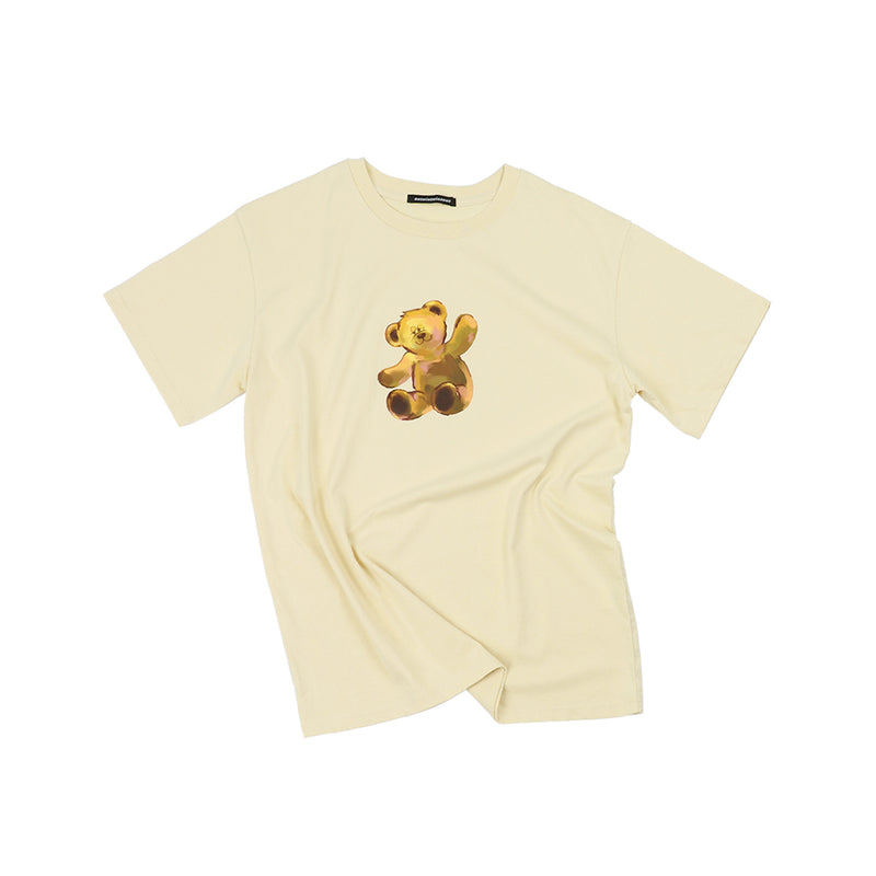 [UNISEX] BEAR OVER FIT TEE_YELLOW (6570955931766)
