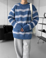 オウンウェイルストライプモヘアニットウェア/OWN Weil Striped Mo hair knitwear (2 colors)