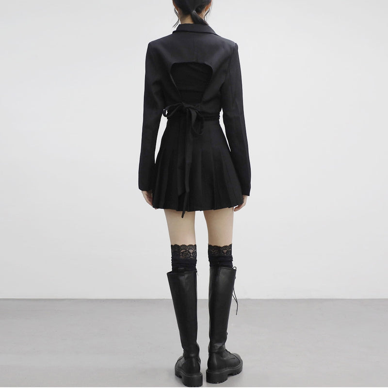 ディーンリボンジャケット+プリーツスカート / (Set) Dean Ribbon Jacket + Pleated Skirt