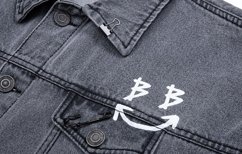 スマイルロゴデニムジャケット/BBD Smile Logo Denim Jacket (Dark Gray)