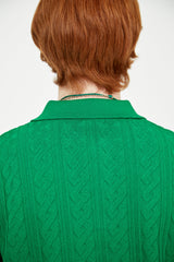ケーブルハーフニット/Cable half knit (Fern green)