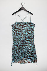 サテンゼブラシャーリングドレス/Satin Zebra Shirring Dress (2color)