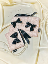 グロッシーオーガンザリボンジップポーチ (M) / Glossy Organza Ribbon Zip-pouch (M/3color)