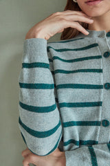 stripe pattern hand beading 100%wool cardigan_snow bird (6655894126710)