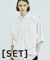 スクープスリーブレスナイロンシャツ＆Tシャツセット/scoop sleeveless nylon shirt & modal tshirt set white