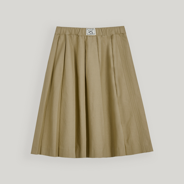 Beige Double Pleats Skirt