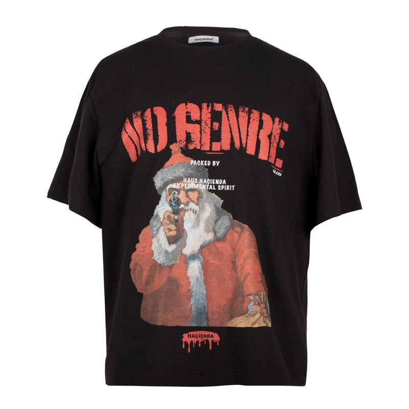 サンタフォーバットキッズグラフィックTシャツ/(OVERSIZE) SANTA, FOR BAD KIDS Graphic T-shirt(BLACK)