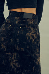 ケミカルウォッシュ風コーデュロイスカート / HIDE Slit Long Skirt (4606125572214)