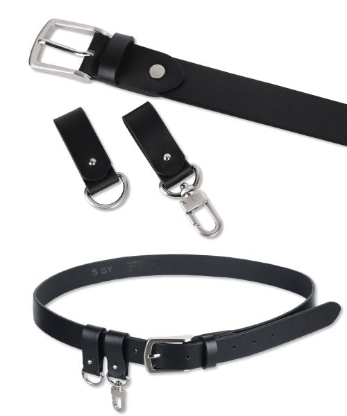 italian leather double loop belt