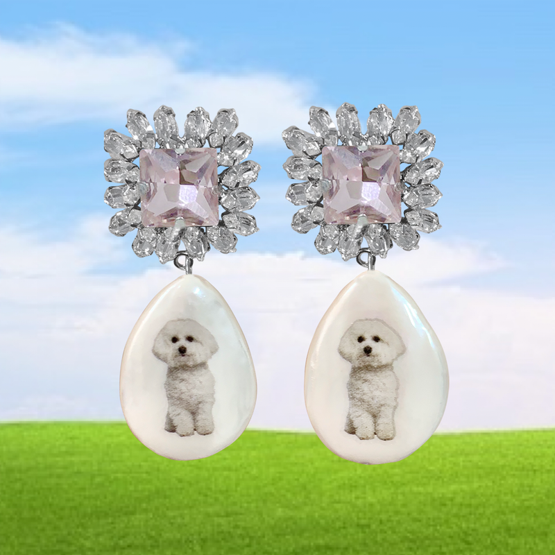 Bichon earrings (6596672192630)