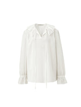 ラッフルネックブラウス/Ruffled neck blouse - Off white