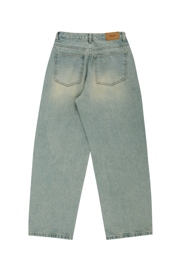 Vintage washed pin tuck denim pants